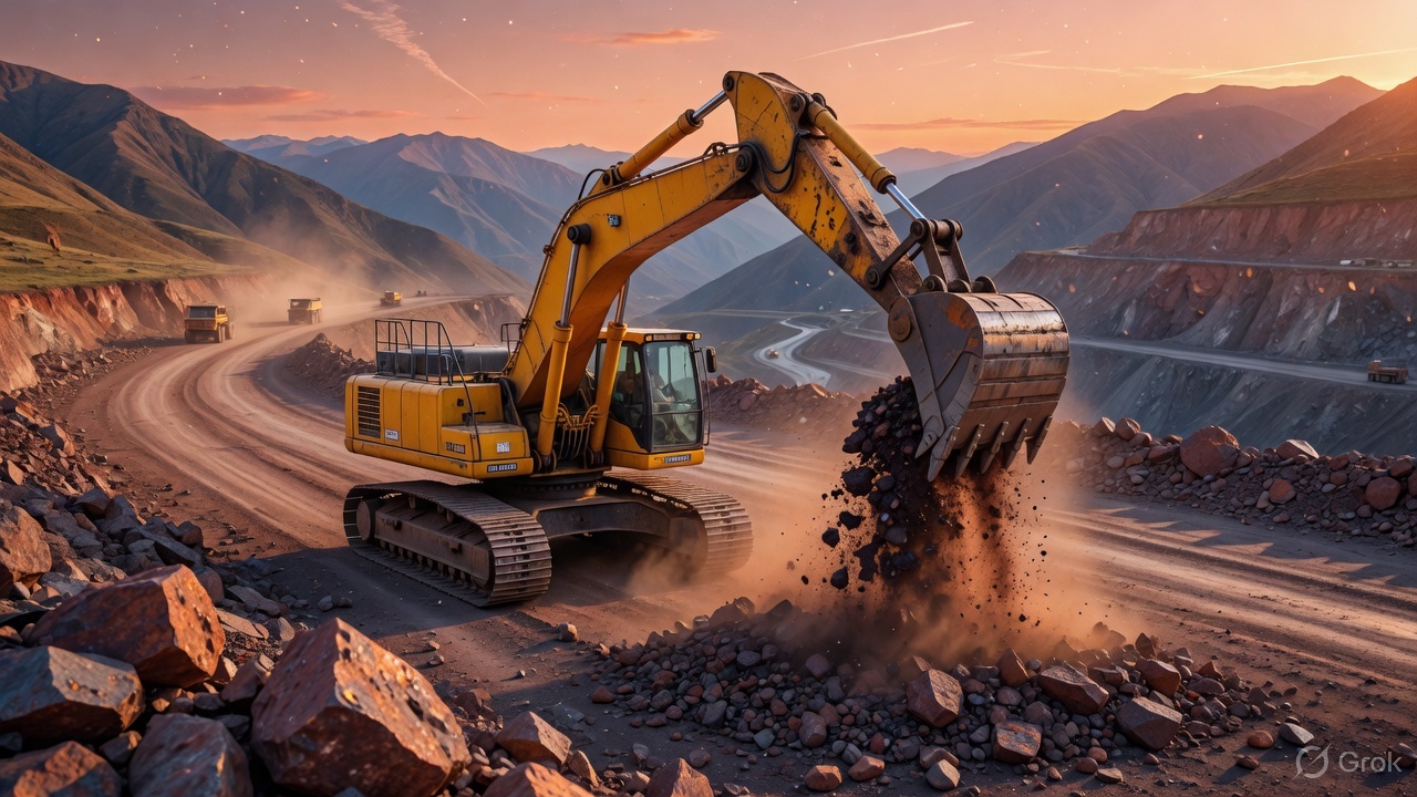Excavadora en operación minera